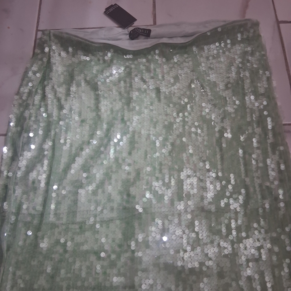 Eloquii Shimmering Green Sequin Pencil Skirt - Picture 4 of 11